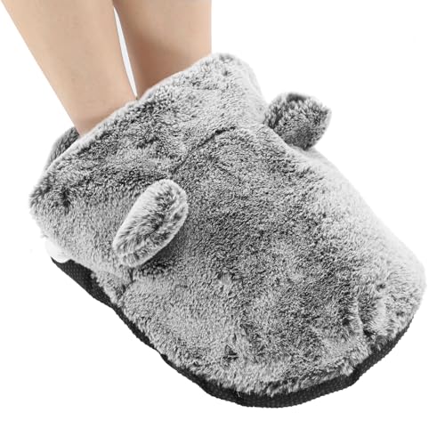 Newthinking Hot Water Bottle for Feet 2L Foot Hot Water Bottle with Soft Plush Cover for Women and Men Anti-Slip Feet Warmer Pouch Fits Foot Sizes Up to UK 10
