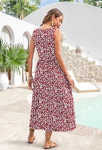 Image of WNEEDU Women's Summer Maxi Dress Casual Sleeveless Sundress