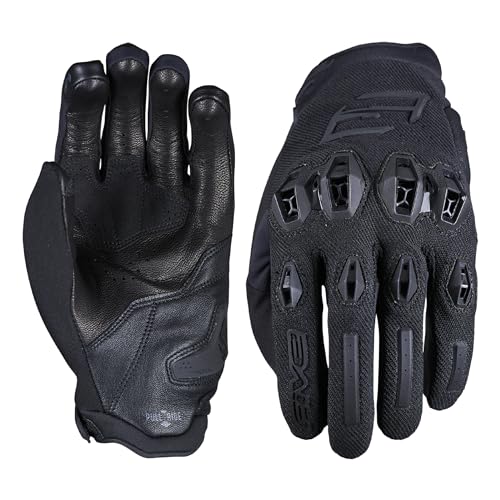FIVE GLOVES Stunt EVO 2 Motorcycle Gloves for Men - Riding Gloves for Motorcycle, Scooter and More, with AirgoProtech Shells, Black, 3XL-13