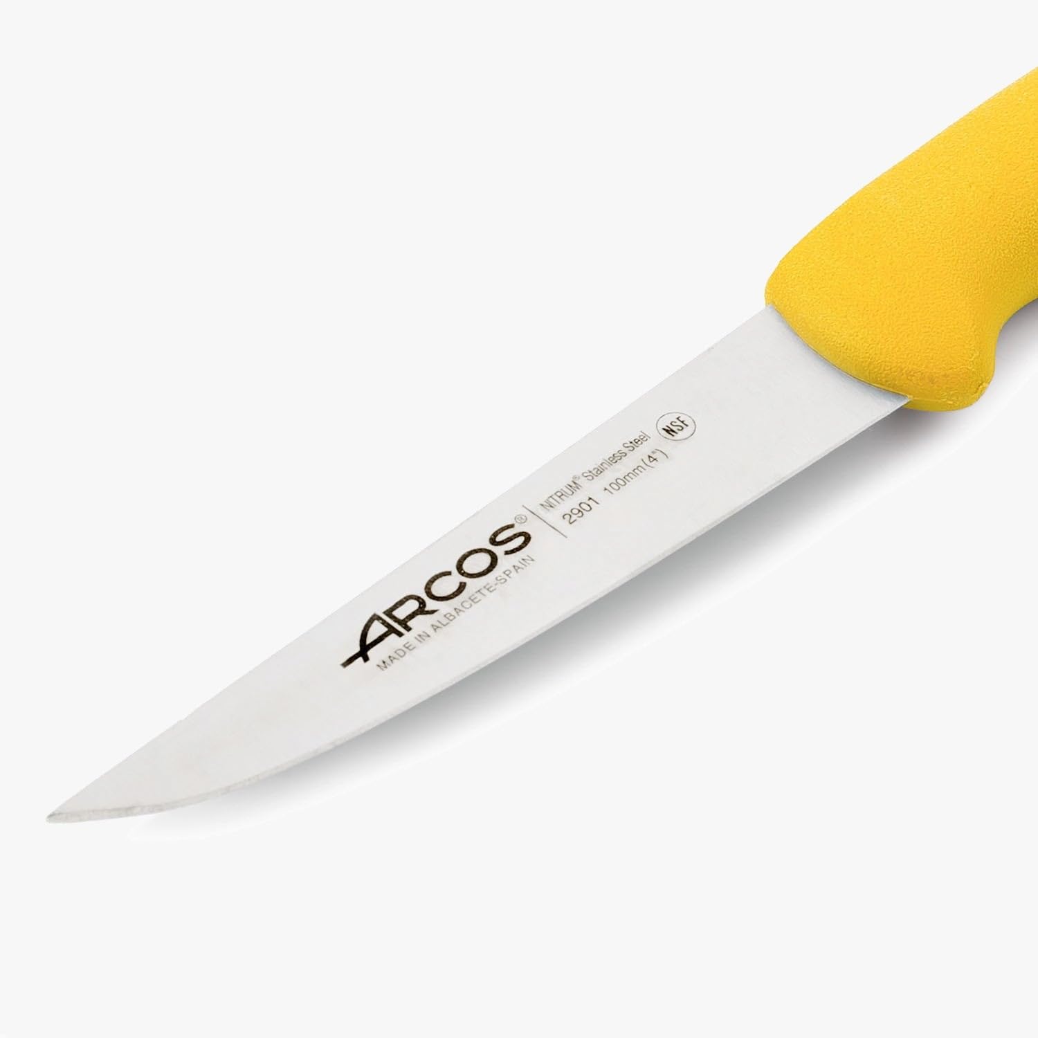 Arcos 290100 seria 2900-warzywo nóż nóż nóż nitrm 100 mm (3,94 cala) - uchwyt polipropylenowy żółty kolor, stal nierdzewna 18/8