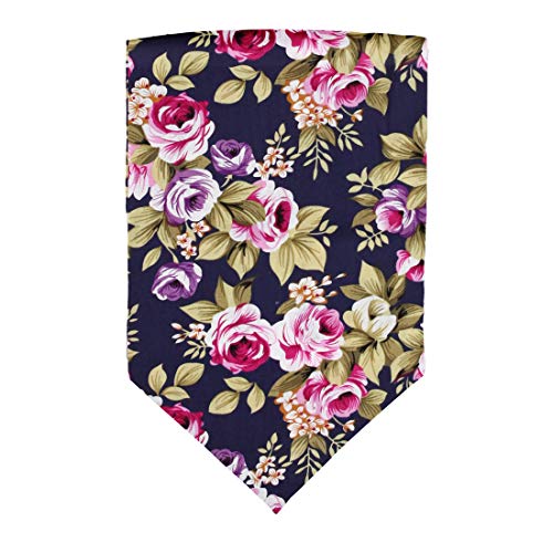 Dan Smith C.C.AQ.I.036 Dark Blue Green Pink Extra Long Ascot Tie Floral Infinity Cotton Cravats