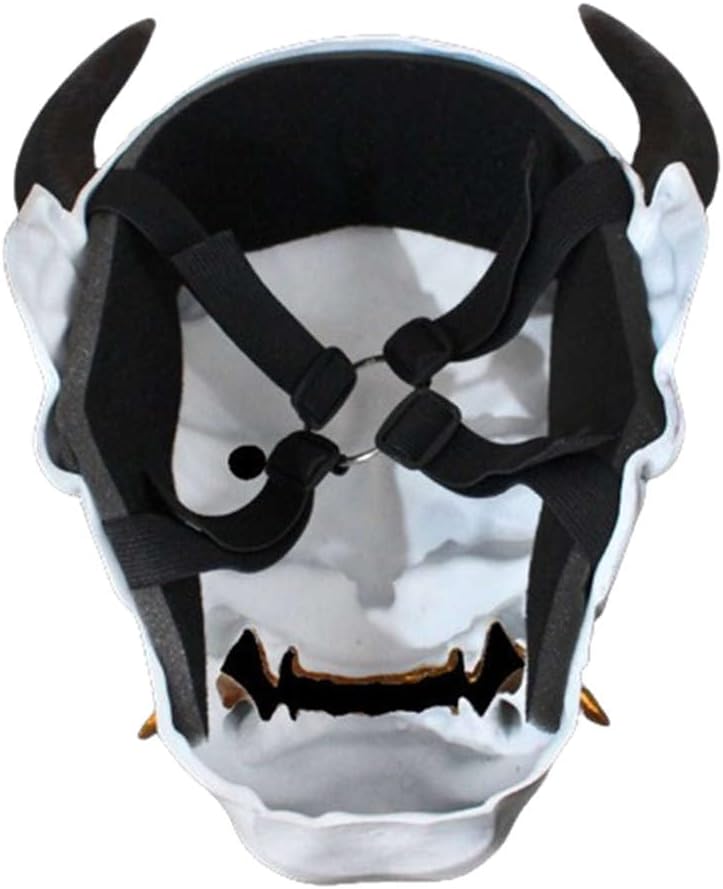 Charmgle Masquerade Mask Scary Halloween Mask Oni Mask Resin Full Face Demon Cosplay Costume Masks for Men