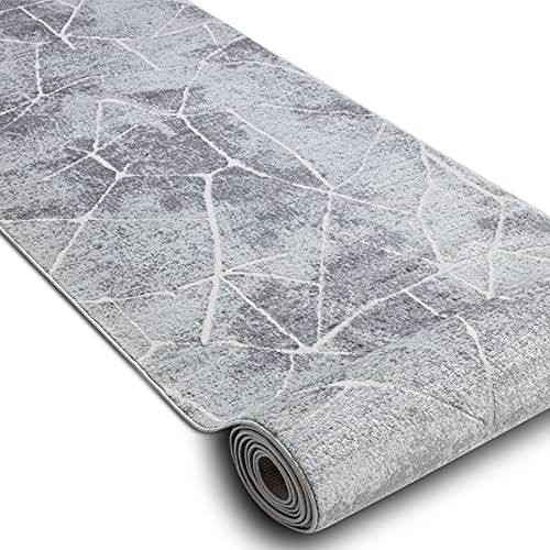 rugsx Alfombra de Pasillo para Recibidores Elegantes Lavable en Gris 80x380 4