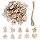 Jinlaili 100Stk Holz Anhänger Weihnachten, Christbaumschmuck, Kleine Anhänger, Weihnachtsanhänger Deko Mit Hanfseil, Mini Ornament für Weihnachtsbaum DIY Basteln