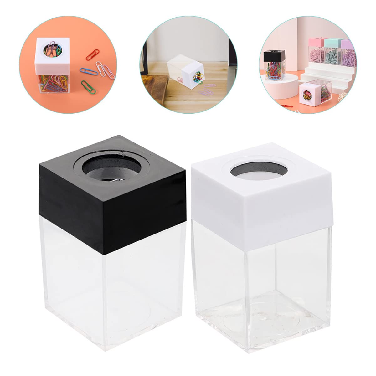 Operitacx 8pezzi Dispenser Magnetico Per Graffette Contenitore Quadrato Trasparente Per Ufficio Capacità Elevata e Coperchio Rimovibile