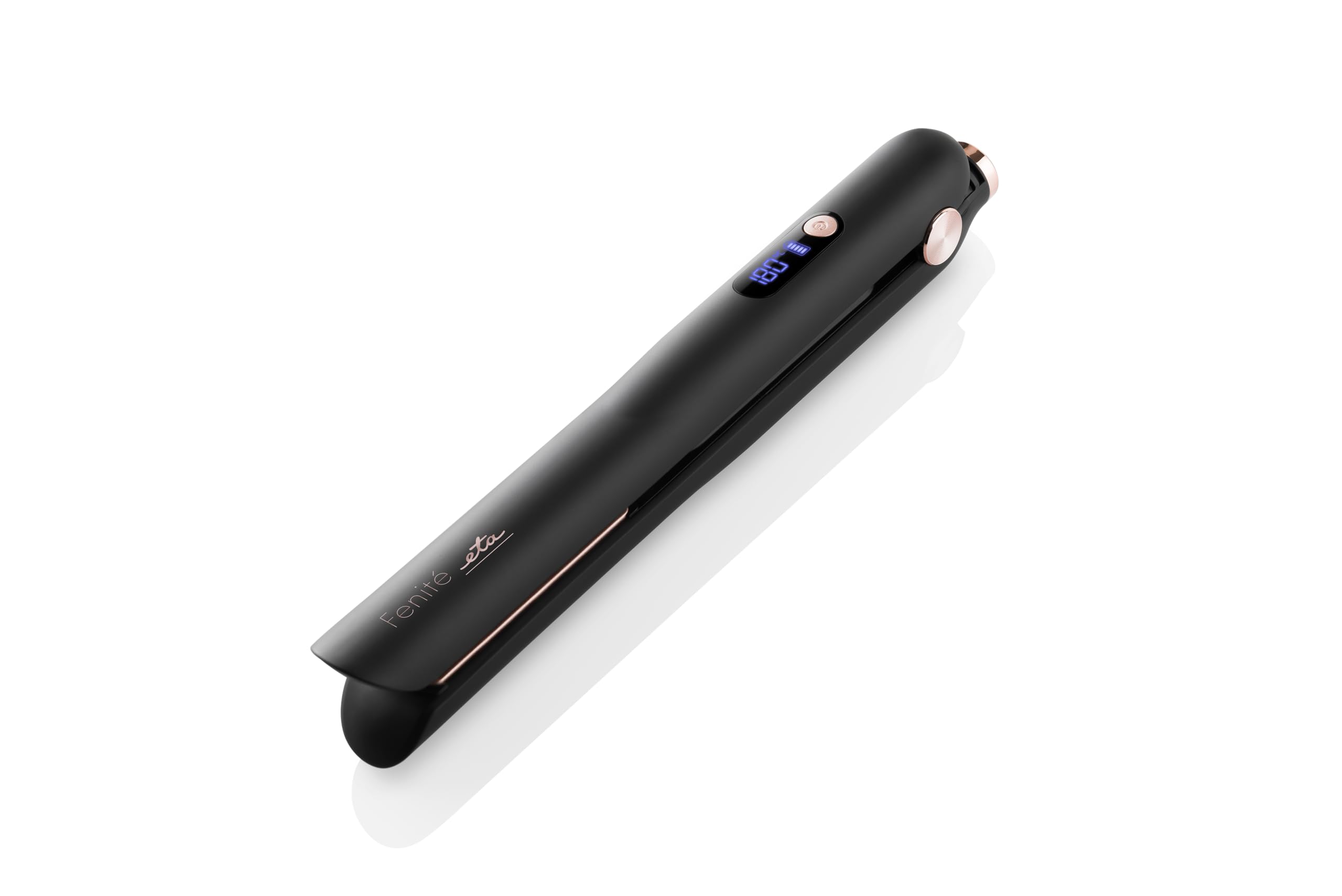 ETA Glätteisen Fenite Black I kabelloser Betrieb I 3 Temperaturstufen: 150/165/180 °C I Hochwertiger 3,7V Li-Ion-Akku I Reiseetui I USB-Ladekabel