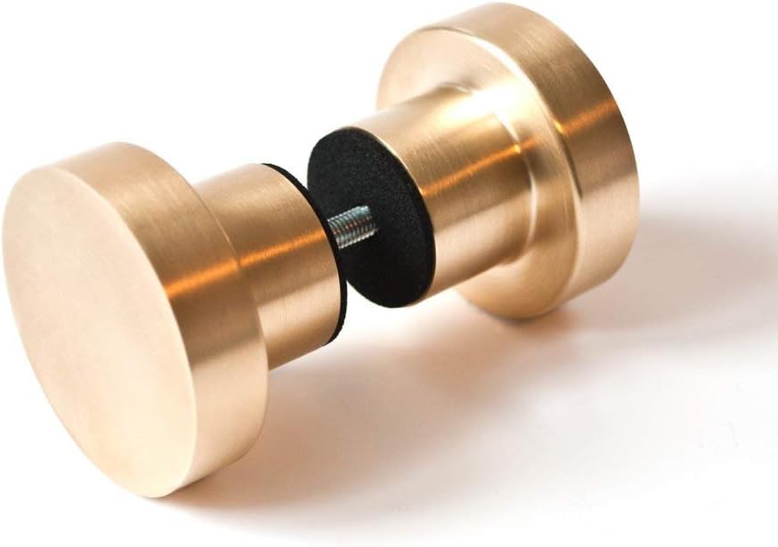 Round Style Back-to-Back Shower Door Knobs Glass Shower Door Handle (2" Large, Brushed Brass)