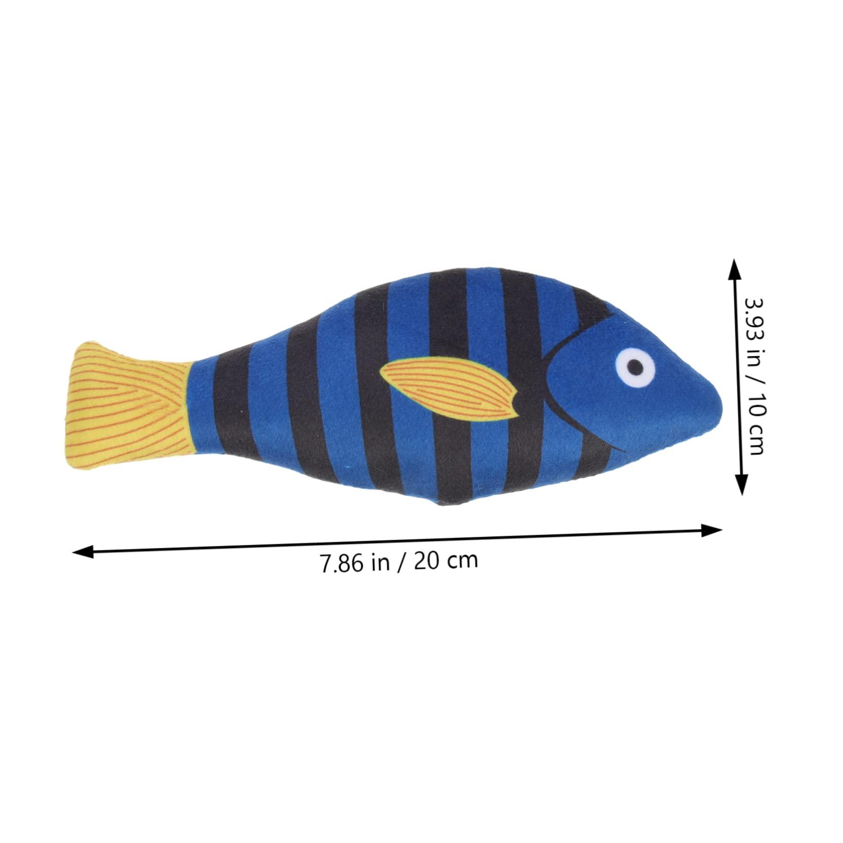 YARNOW Jouet Poisson-Chat à l'herbe à Chat Biologique Peluche Douce, Taille Moyenne, Bleu Rayé, pour Jeu Intérieur et Stimulation Dentaire, Convient aux Chatons et Chats Adultes