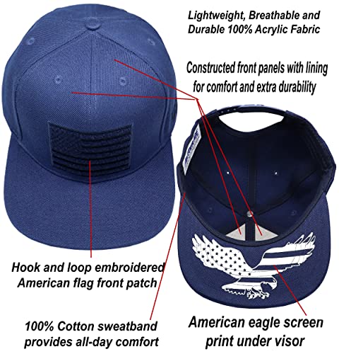Image of Antourage American Flag Unisex Baseball Hat for Men and Women | USA Flag Mesh Snapback Flat Visor Cap + 2 Patriotic Patches