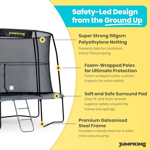 Jumpking Trampoline Pro Oval 7ft x 10ft avec Filet de Sécurité et échelle ❘ Trampoline de Jardin Extérieur pour Adultes et Enfants, Entourage Résistant et Barres Incassables – Image 4