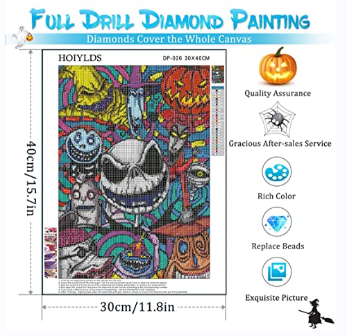 Halloween Diamond Art Painting Kits For Adults - Nightmare Before Christmas Round Full Drill Diamond Dots Paintings, Jack Diy 5D Paint With Diamonds Pictures Gem Art Painting Kits Diy Adult Crafts #TOP3