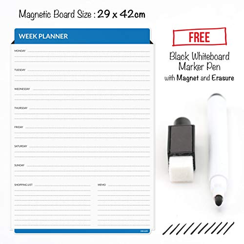 CKB Ltd® WEEK PLANNER Magnetisch Fridge Board met Marker Dages Schaalverwijderaar, reiniger wekelijkse planner… - Afbeelding 4