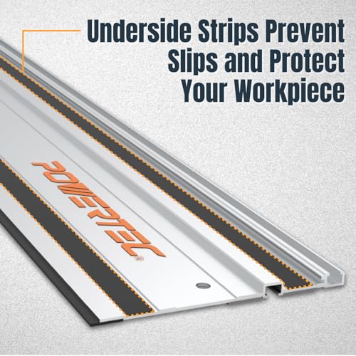 Image of POWERTEC 71153 Track Saw Guide Rail for Makita or Festool Track Saws | 55 inch Guide | For Perfect Repeatable Rip Cuts| For Optimized Bevel & Straight Cuts
