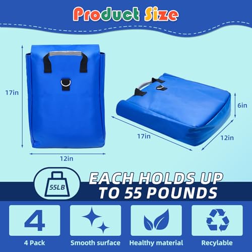 Vinyl SandBags with Handle, Bounce House Sand Bags, Suitable for Fixed Inflatable Trampolines, Inflatable Water Slide, Canopies and Tents(Each Weight Capacity 55 Pound, 4 Pack, Blue) - Image 4