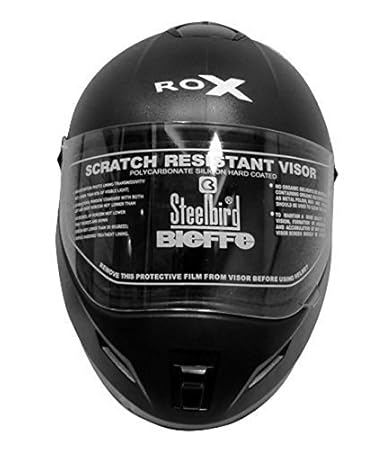 Steelbird SB-39 Rox Classic Full Face Helmet with Anti-Scratch Coated Visor (Black, 600 mm)