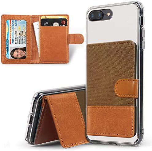 VVUP PU-Leather Phone Card Flip Holder Stick On Wallet Case for iPhone, Galaxy and Android Smartphones (Brown, Flap)