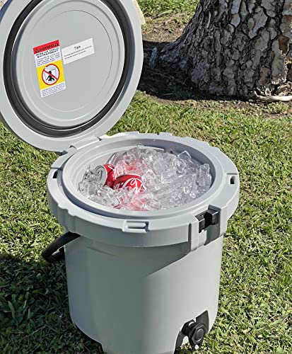 Xspec 5 Gallon Rotomolded Beverage Cooler Water Jug And Dispenser, High Performance Outdoor Ice Chest Cooler, Pro Tough Durable Outdoor Ice Bucket, Cool Grey #TOP3