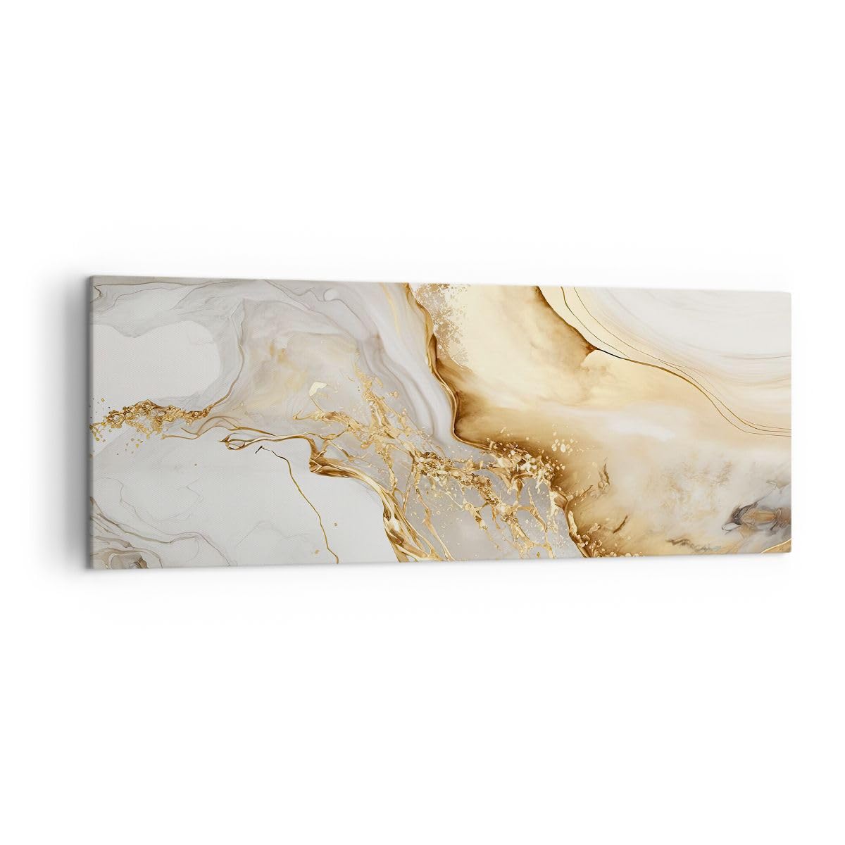 Cuadro sobre Lienzo 140x50cm Moderno Panorámico Abstracto Pastel - 5730 | Mármol Glamour Cuadro Decorativo Grande Arte mural Decoración del Hogar Salón Dormitorio Cocina Oficina Cuadros de Pared