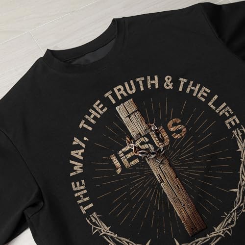 Jesus The Way The Truth The Life Shirt, Christian Shirts for Men, Cross Shirt, Bible Verse Tshirt, Faith Shirts for Men 24