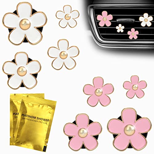 8 Pieces Daisy Air Vent Clips, Anglecai Flower Car Air Fresheners Vent Clip Cute Air Conditioning Outlet Clip Car Interior Decor Clip With 4Pcs Refill Pads #TOP26
