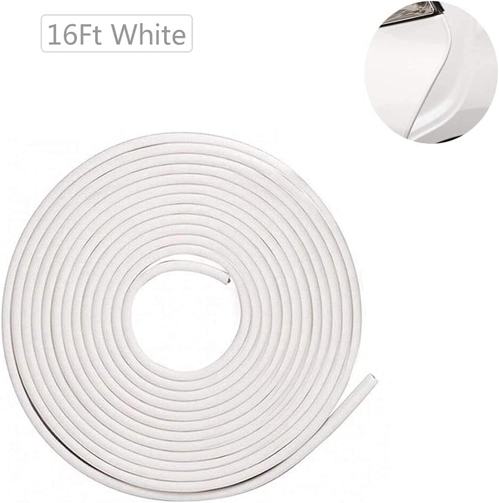 Car Door Edge Protector，Car Door Seal Trim，JHEC tech 16Ft(5M) Car Edge Trim Rubber Seal Protector Guard Strip,For Cars Metal Edges Wall Protection Self-Adhesive (White)