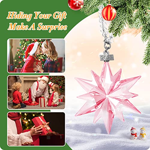 Fancyoung Crystal Snowflake Pendant Snow Ornaments 2022 Party Window Decor Christmas Decoration Wedding Hanging Ornament, Pink #TOP3