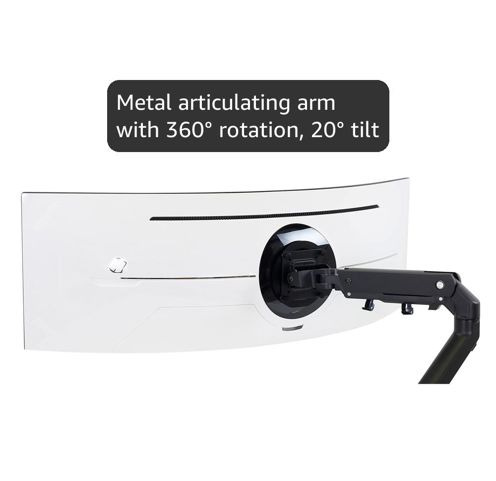 Ergotron – HX HD Premium Heavy Duty Gaming Monitor Arm, Single Monitor Desk Mount – for 1000R Curved Ultrawide Monitors Up to 49″, 12.7-19.1kg, VESA 75x75mm or 100x100mm – Matte Black (45-647-224)
