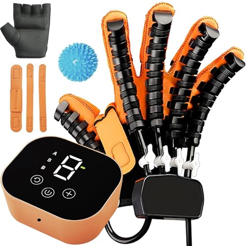 FGNJJKL Rehabilitation Robot Gloves Hemiplegia Hand Stroke Recovery Equipment with 3 Training Modes, Robot Hand Glove Finger Trainer with Strength Adjustment