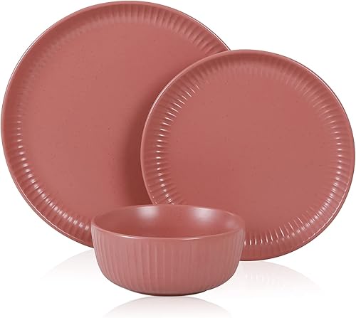 Stone lain Logan - Juego de vajilla de cerámica, servicio de 12 piezas para 4, color terracota