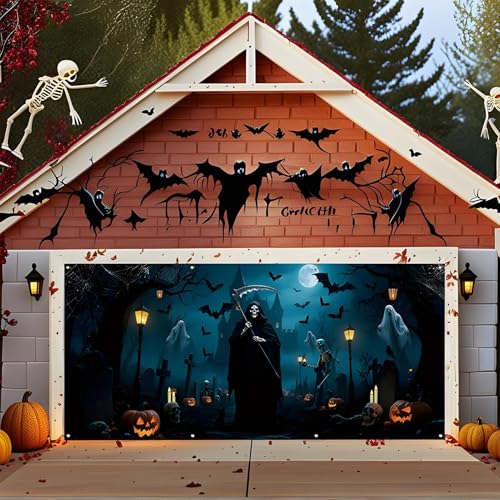 Cubierta de puerta de garaje de Halloween para fiestas en jardín 3
