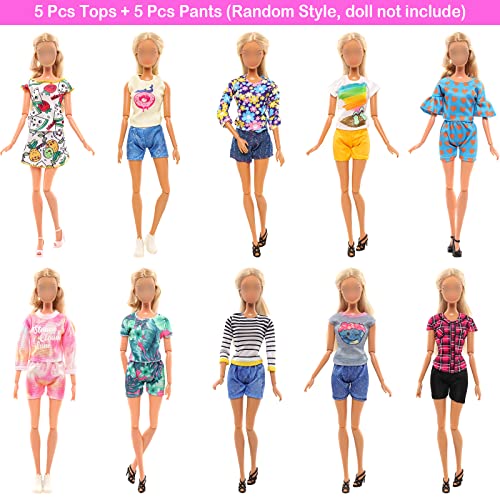 BARWA 10 Sets Doll Clothes Including 5 Bikini Swimsuits 5 Outfit Tops and Pants with 10 Shoes for 11.5 inch Dolls - Thumbnail 3