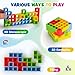 WOWNOVA 64PCS Deluxe Tetra Tower Game for Family Game Night, Balance Stacking Blocks Tower Board Game for Fun Party Games, Stacking Game for Kids & Adults, with Prize Wheel&Cute Clear Storage Box