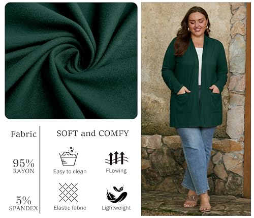 Image of OLRIK Plus Size Cardigan for Women 2026 Lightweight Open Front with Pockets