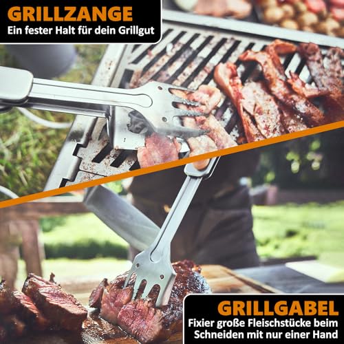 BURNHARD® Grillbesteck 4-in-1, Multitool inkl. Grillwender, Grillgabel – Ansicht 4