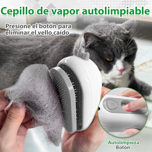 Miniatura 3 de Cepillo Vapor Para Gatos Con Botón De Liberación, Recargable Cepillo Gato Vapor Para Pelo Largo Y Corto Gatos Perros Conejos, Autolimpiable Cepillo Para Gatos Para Mascotas Con Pelo Suelto Blanco