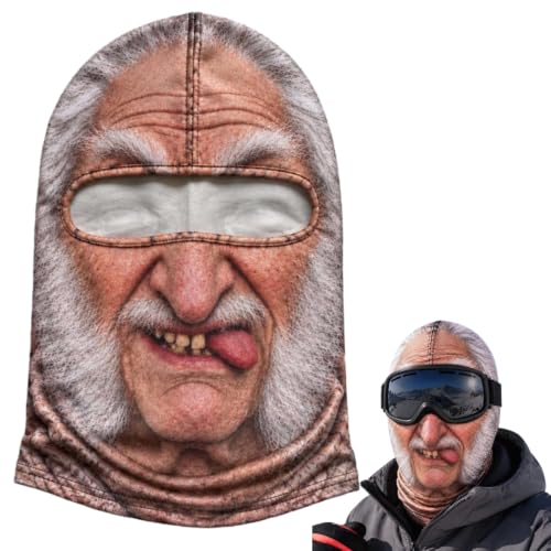 Funny Old Man Ski Mask Balaclava, Realistic Full Face Cover for Men Women - image 1