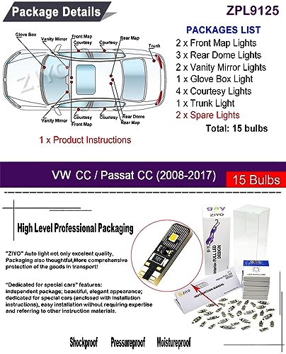 Kit de luces LED interiores para Volkswagen CC 2008-2017 miniatura 2