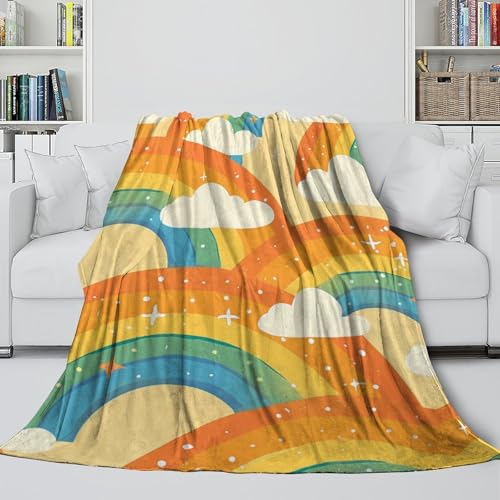 Couverture arc-en-ciel plaid douillet cadeau idéal filles et garçons
