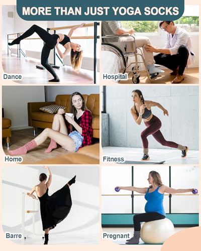 Image of yeuG Pilates Grip Socks for Women Yoga Slouch Socks with Grip for Barre Knee High Boot Socks Long Scrunch Slipper Socks