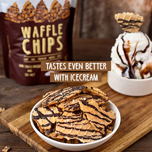 Image of Waffle Mill - Waffle Chips - Dark Choco Drizzle and Sea Salt - Pack of 4-320Gm