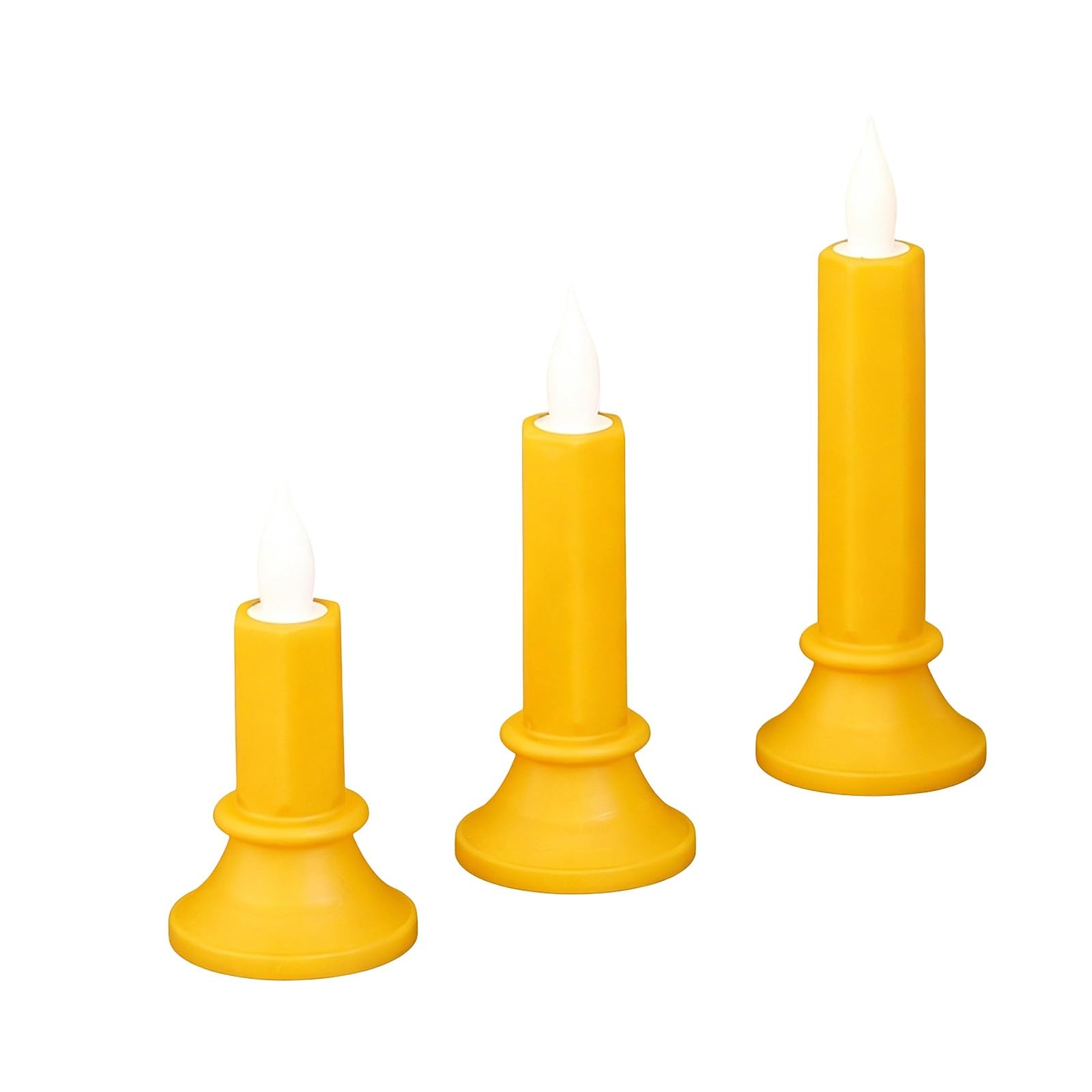 PANGBOER of 3 Halloween Tabletop Decor, LED Flameless Taper with Resin Bodies and Three Layered Heights Flameless Taper Decor Halloween Table Battery Powered Light Set Tabletop Centerpiece Mantel
