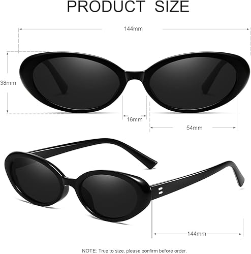 Miniatura 4 de JOVAKIT Lentes de sol ovalados para mujer, estilo vintage, de moda, con marco ovalado pequeño de los años 90, divertidos para festivales y estilo