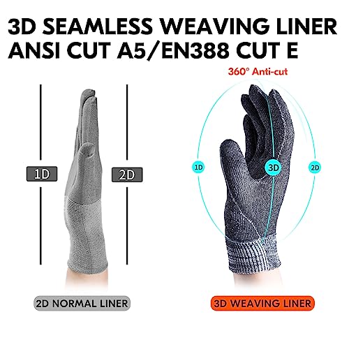 Vgo... Cut Resistant Work Gloves - ANSI Level A5, Impact & Anti-Vibration, Heavy Duty (1 Pair, Size M, Black, SL8849IPA5)