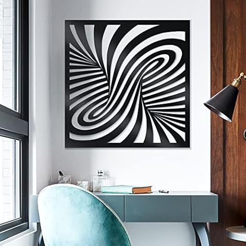 WINUSD Metal Wall Art Decor-3D Black Vortex Metal Wall Decor Modern Abstract Wall Art Geometric Home Decor for Minimalist Sculpture Hanging Outdoor/Indoor (12 In) Cover