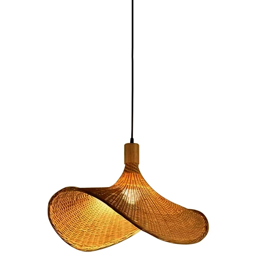 CJSLXGBL Bamboo Farmhouse Chandelier Light Fixtures, Boho Large Pendant Light,Hand Woven Chandeliers,Rustic Chandeliers Hanging Light Fixtures,for Kitchen Island,Dining