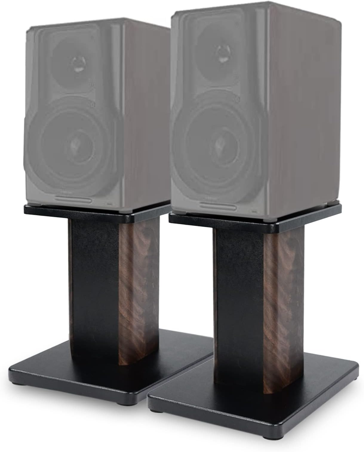 BQKOZFIN 11.81 inch(30cm) Wood Speaker Stands, 1 Pair, Stands for Home-Cinema HiFi Bookshelf Box and Satellite Speakers Wood Grain Enhanced Audio Listening Experience for Home Theaters