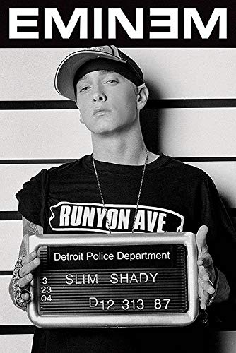 Close Up Eminem Poster criminal records (61cm x 91 5cm) + 1 pair of black poster hangers