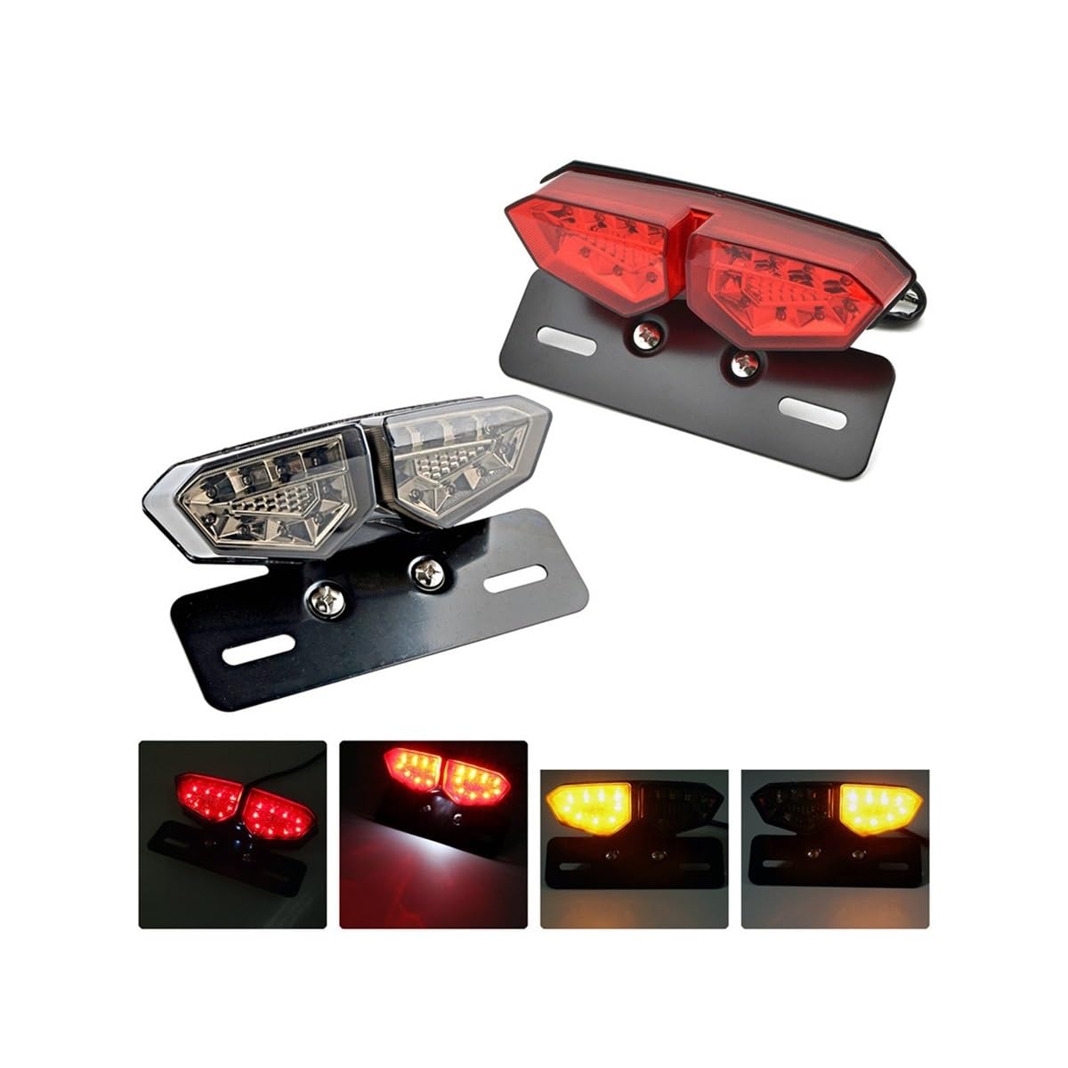 DAGMARA Moto Freno Luces Trasera Cola 12 V LED 1 x Luz trasera Freno Intermitente Lámpara de marcha Trasera Mariposa Grande Matrícula para Todo Terreno Playa Bicicleta Motocicleta