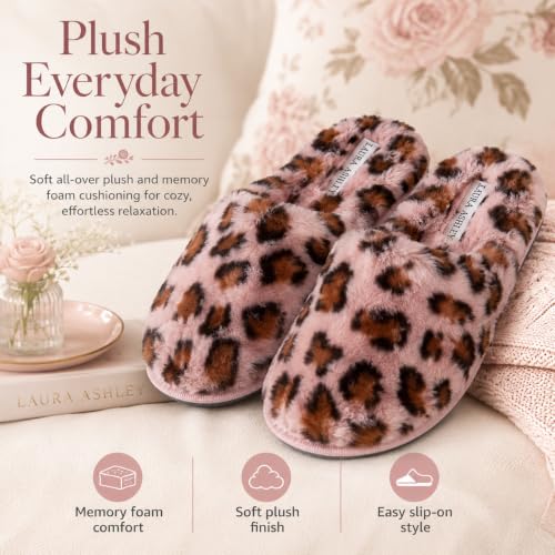 Image of Laura Ashley Ladies All Over Plush W /Memory Foam Slippers