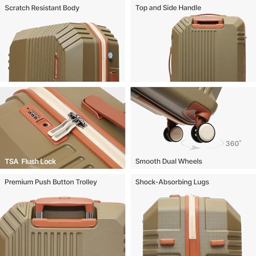 Image of uppercase Vector (Medium) 65cm, Check-in Sustainable Trolley Bag, Hardsided Anti-Scratch 8 Wheel Double Spinner Luggage, TSA Lock & Anti-Theft Zippers, Suitcase for Unisex, 2000 Days Warranty (Brown)